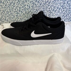 Nike Men's Black Canvas Sneakers with White Swoosh
